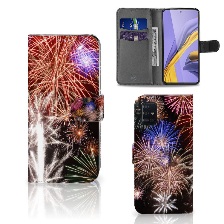 Samsung Galaxy A51 Wallet Case met Pasjes Vuurwerk