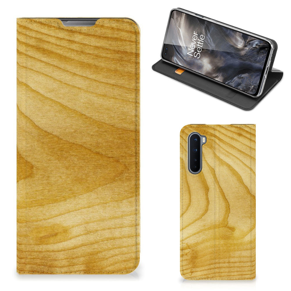 OnePlus Nord Book Wallet Case Licht Hout