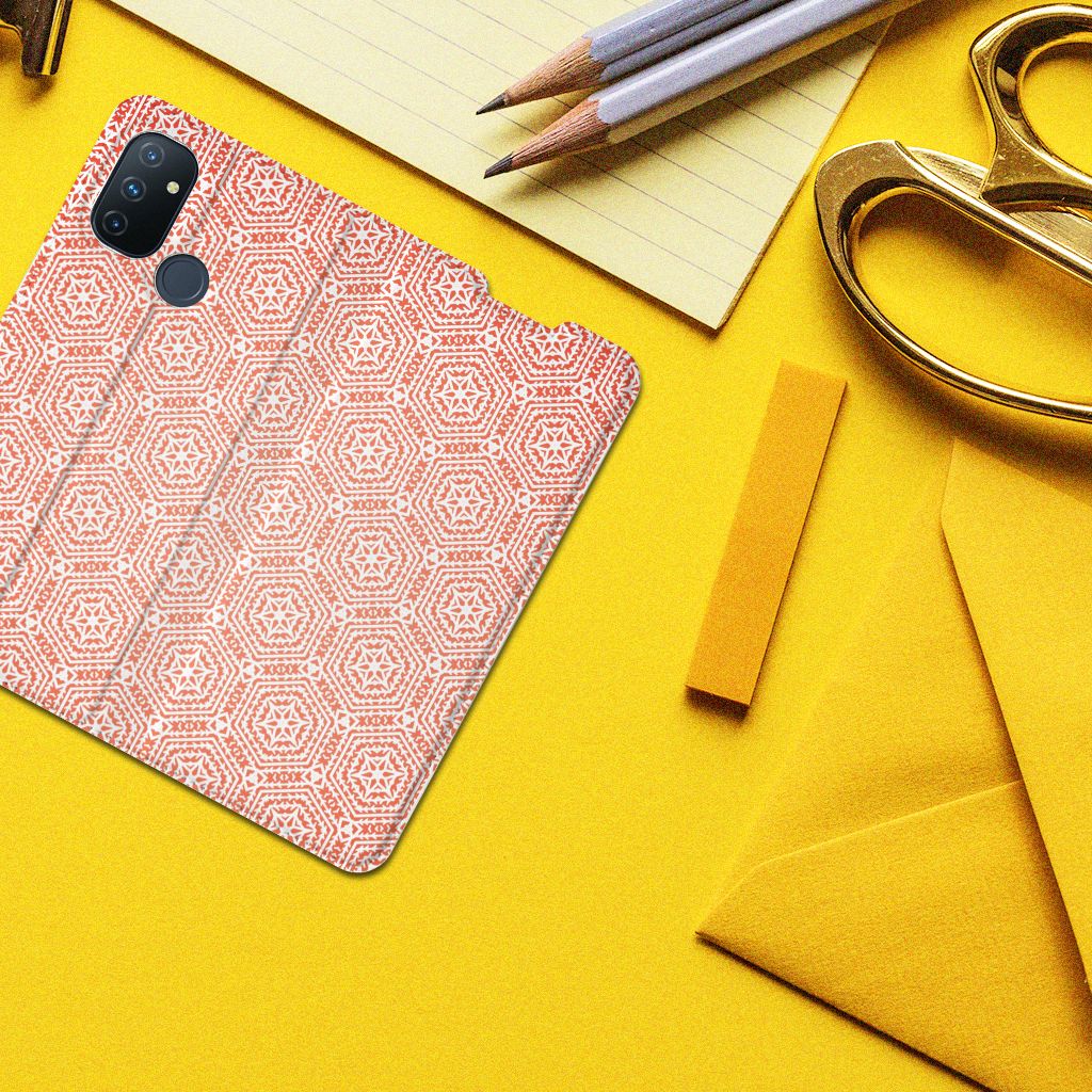 OnePlus Nord N100 Hoesje met Magneet Pattern Orange - B2C Telecom
