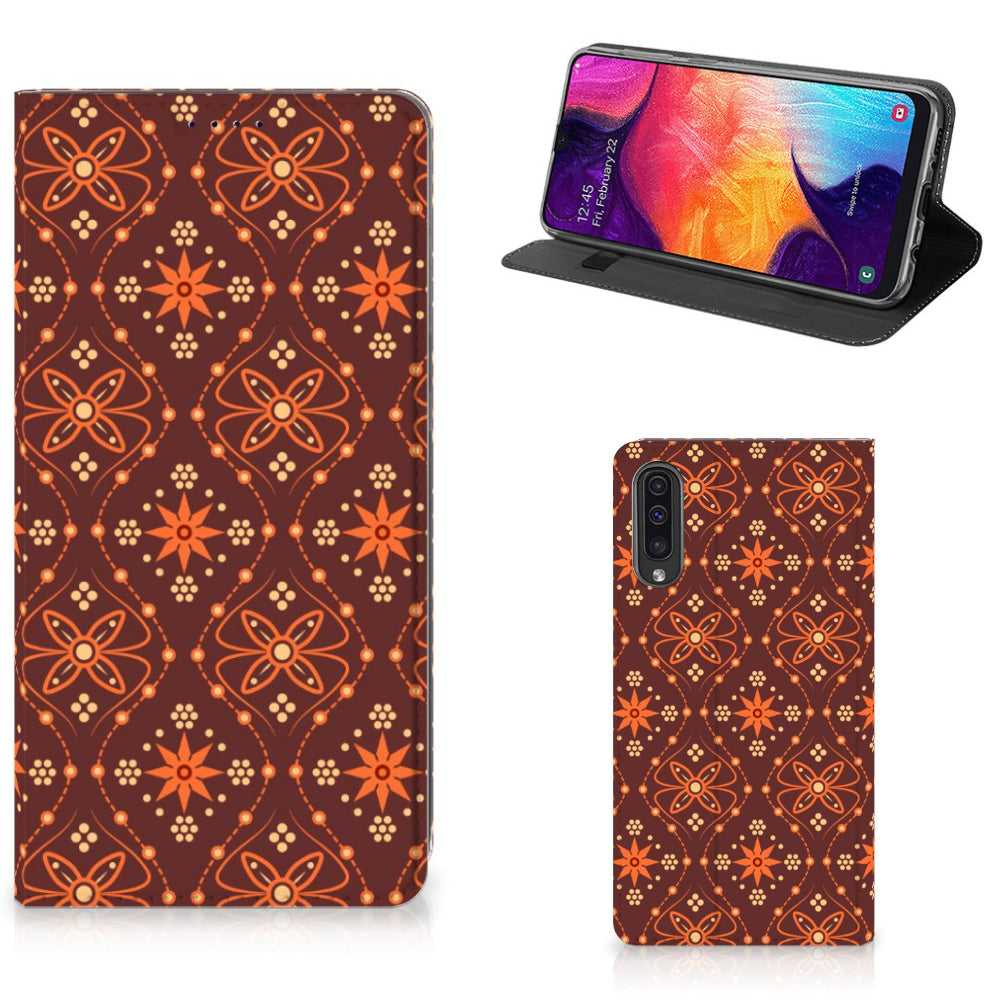 Samsung Galaxy A50 Hoesje met Magneet Batik Brown