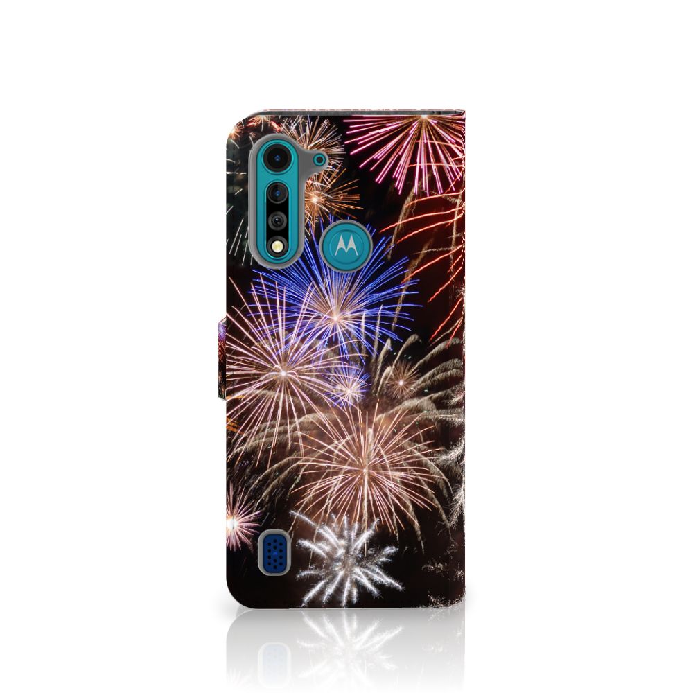 Motorola G8 Power Lite Wallet Case met Pasjes Vuurwerk