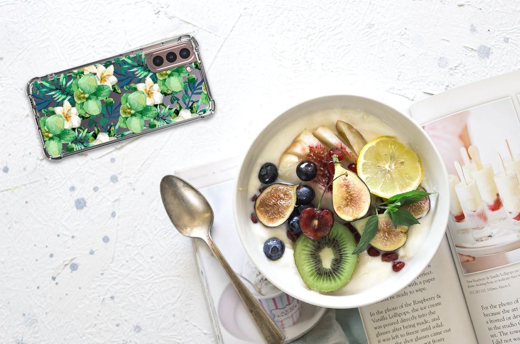 Samsung Galaxy S21 Plus Case Orchidee Groen B2C Telecom