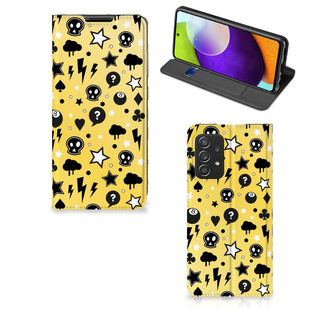 Mobiel BookCase Samsung Galaxy A52 Punk Geel