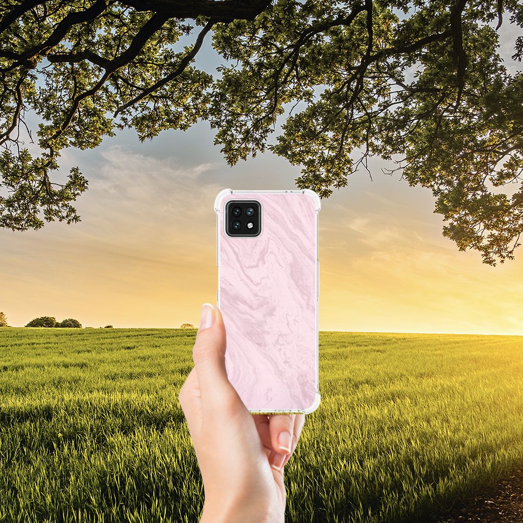 OPPO A53 5G | A73 5G Anti-Shock Hoesje Marble Pink - Origineel Cadeau Vriendin