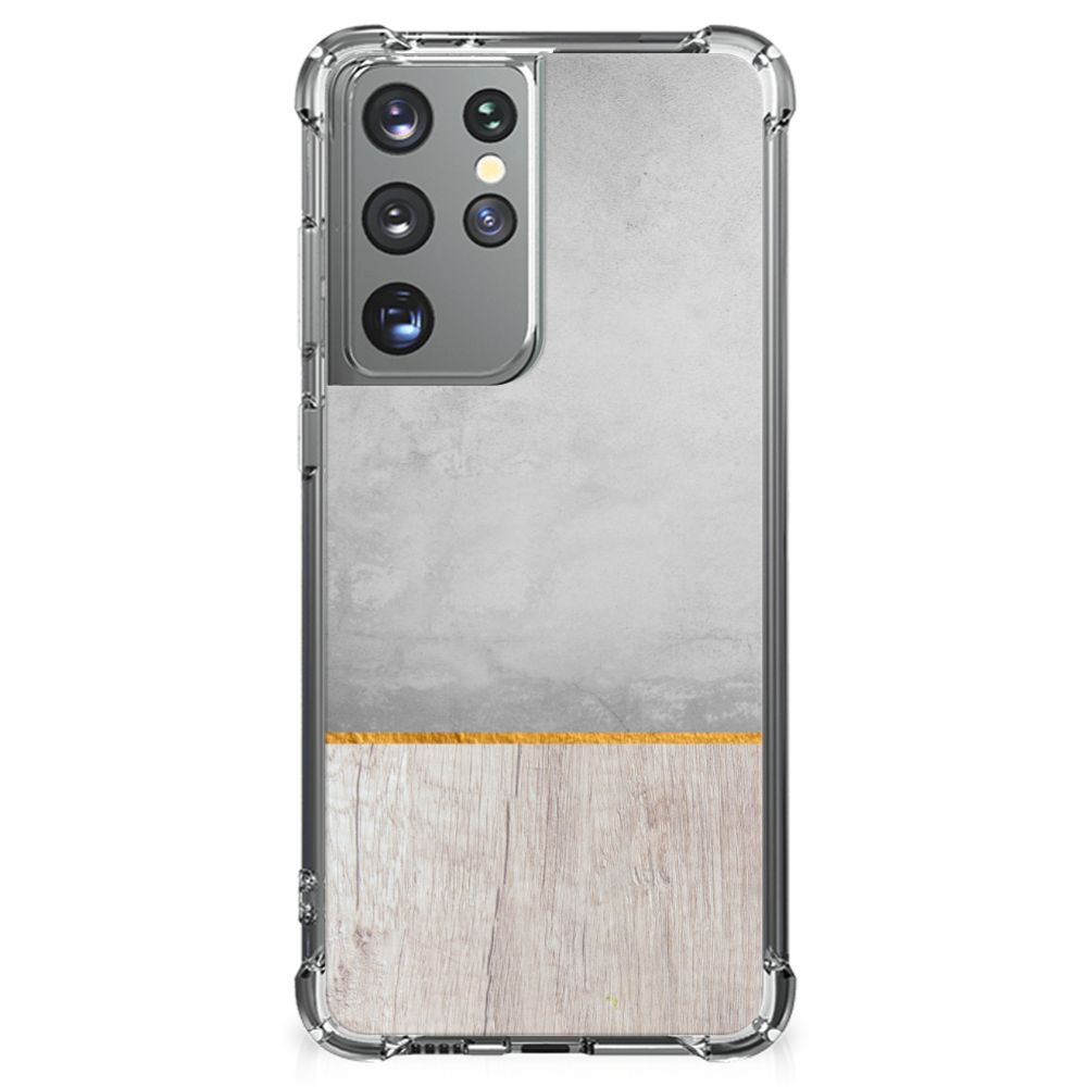 Samsung Galaxy S21 Ultra Stevig Telefoonhoesje Wood Concrete B2C Telecom