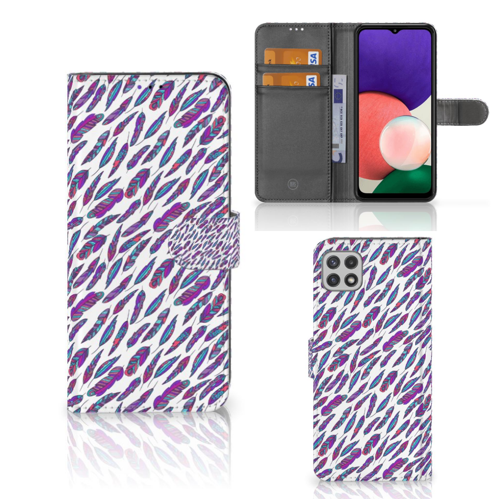 Samsung Galaxy A22 5G Telefoon Hoesje Feathers Color
