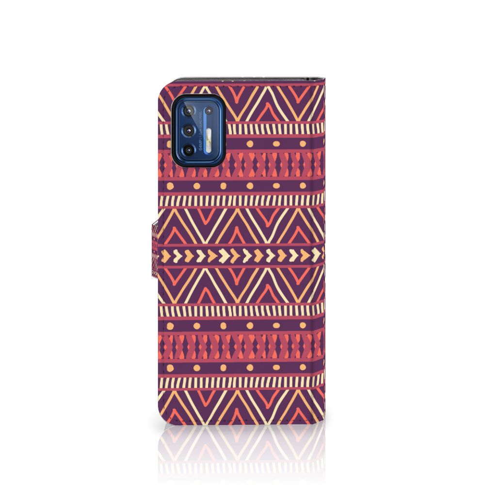 Motorola Moto G9 Plus Telefoon Hoesje Aztec Paars