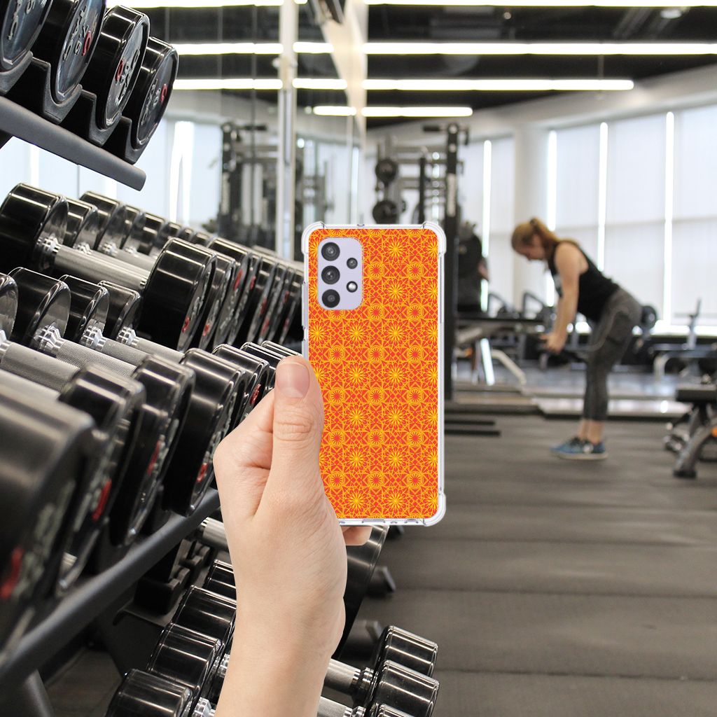 Samsung Galaxy A32 4G | A32 5G Enterprise Editie Doorzichtige Silicone Hoesje Batik Oranje B2C Telecom