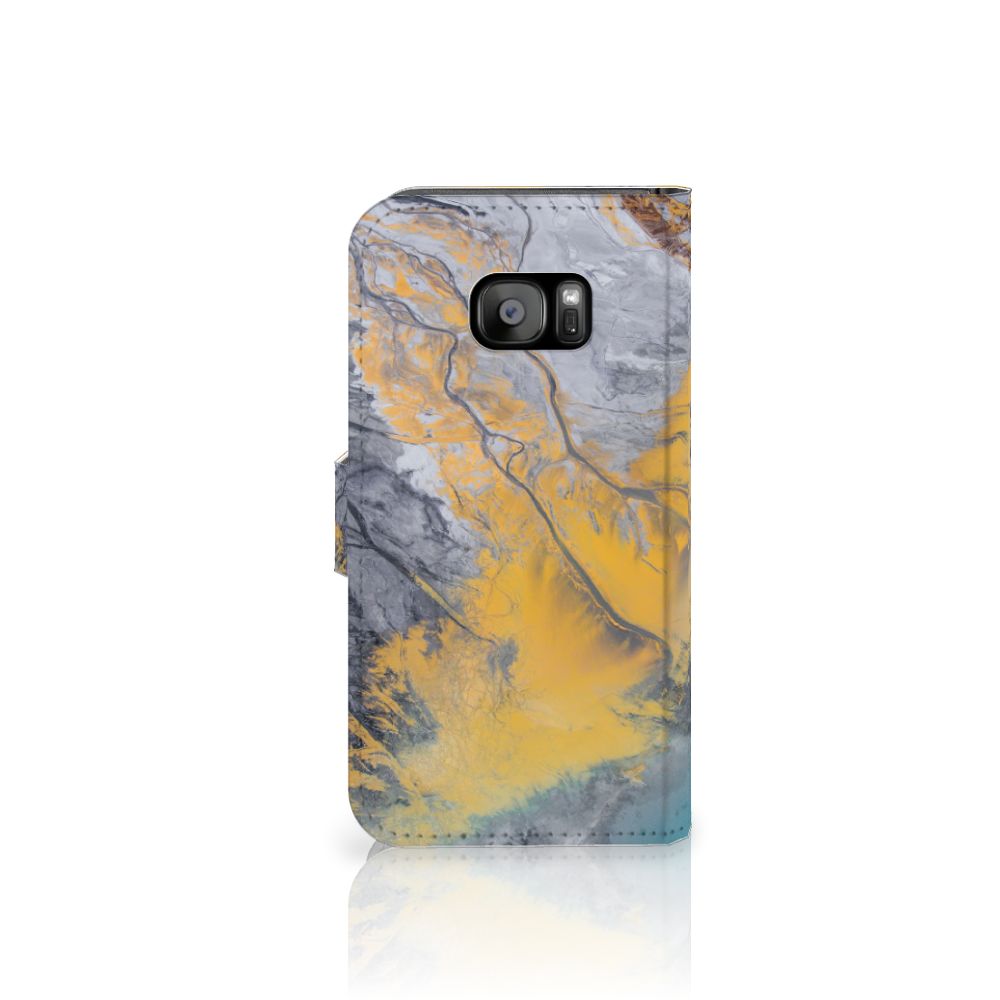 Samsung Galaxy S7 Edge Bookcase Marble Blue Gold