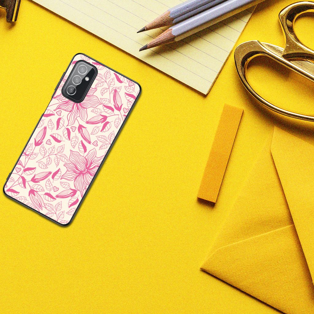 Samsung Galaxy M52 Bloemen Hoesje Pink Flowers B2C Telecom