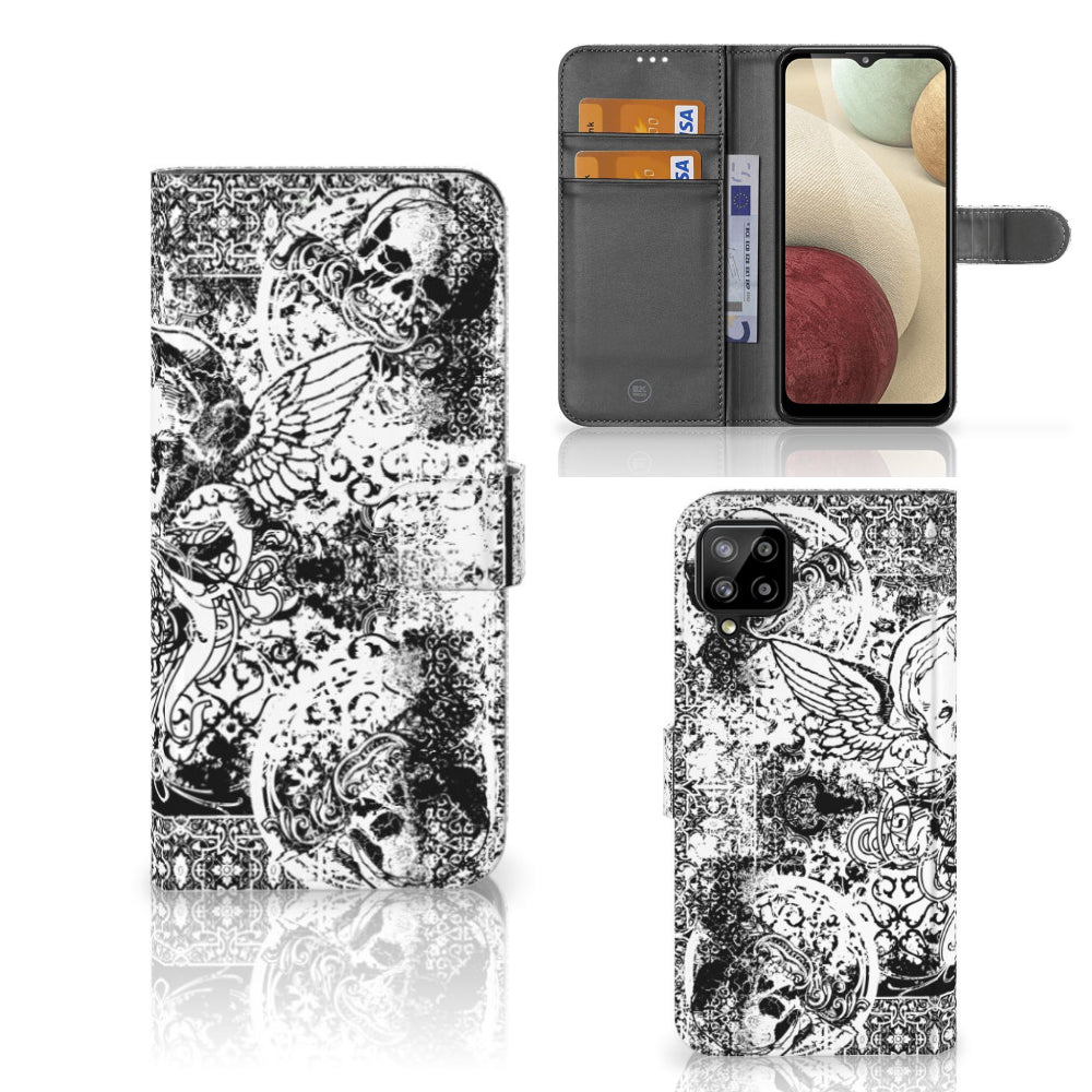 Telefoonhoesje met Naam Samsung Galaxy A12 Skulls Angel