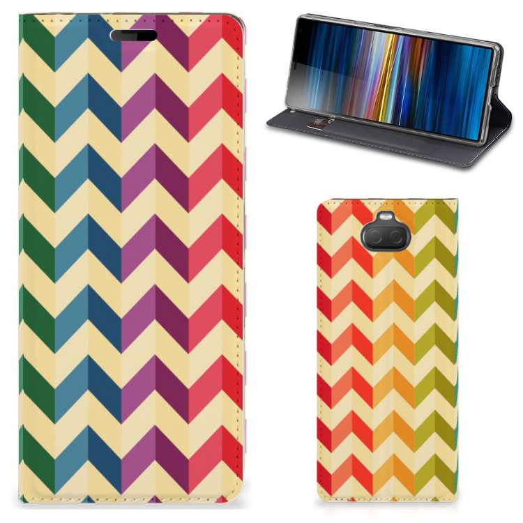 Sony Xperia 10 Hoesje met Magneet Zigzag Multi Color