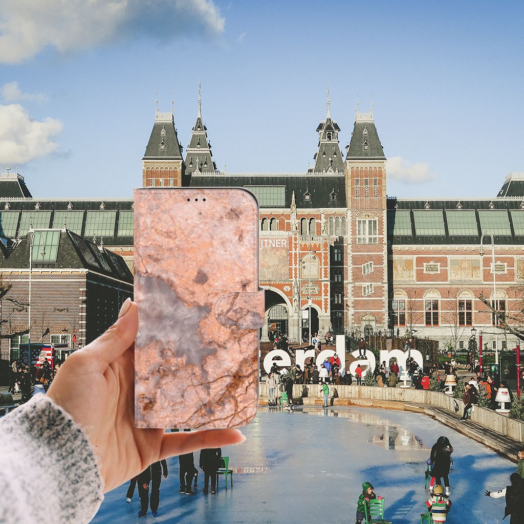 iPhone 13 Pro Max Bookcase Marmer Oranje