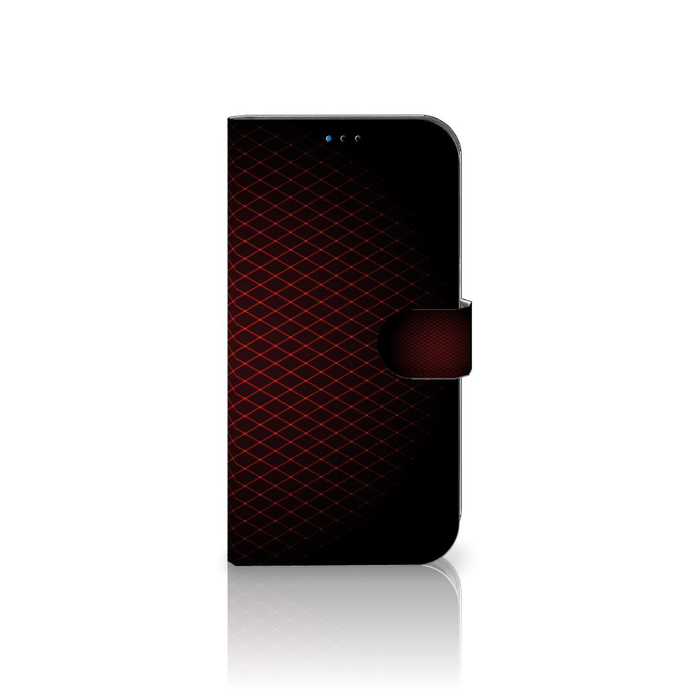 iPhone 14 Pro Max Telefoon Hoesje Geruit Rood met minimalistisch design en ruimte voor 3 pasjes