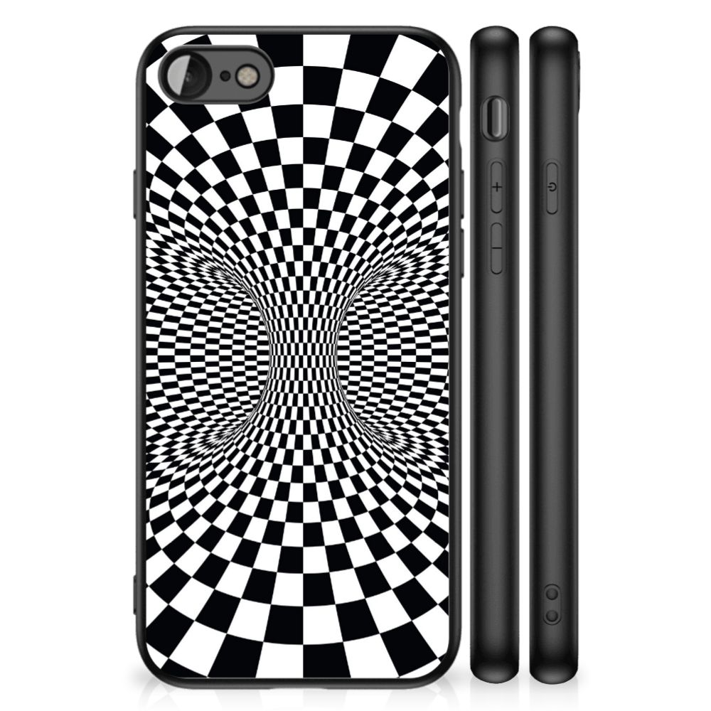 iPhone SE 2022 | SE 2020 | 7/8 Backcover Illusie met een zwart-wit checkered design.