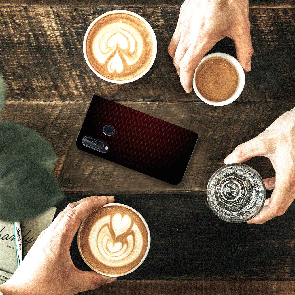 Samsung Galaxy A60 Hoesje met Magneet Geruit Rood