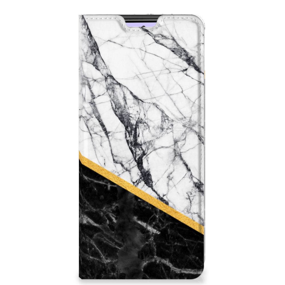 Xiaomi Redmi Note 10 Pro Standcase Marmer Wit Zwart - Origineel Cadeau Man - B2C Telecom