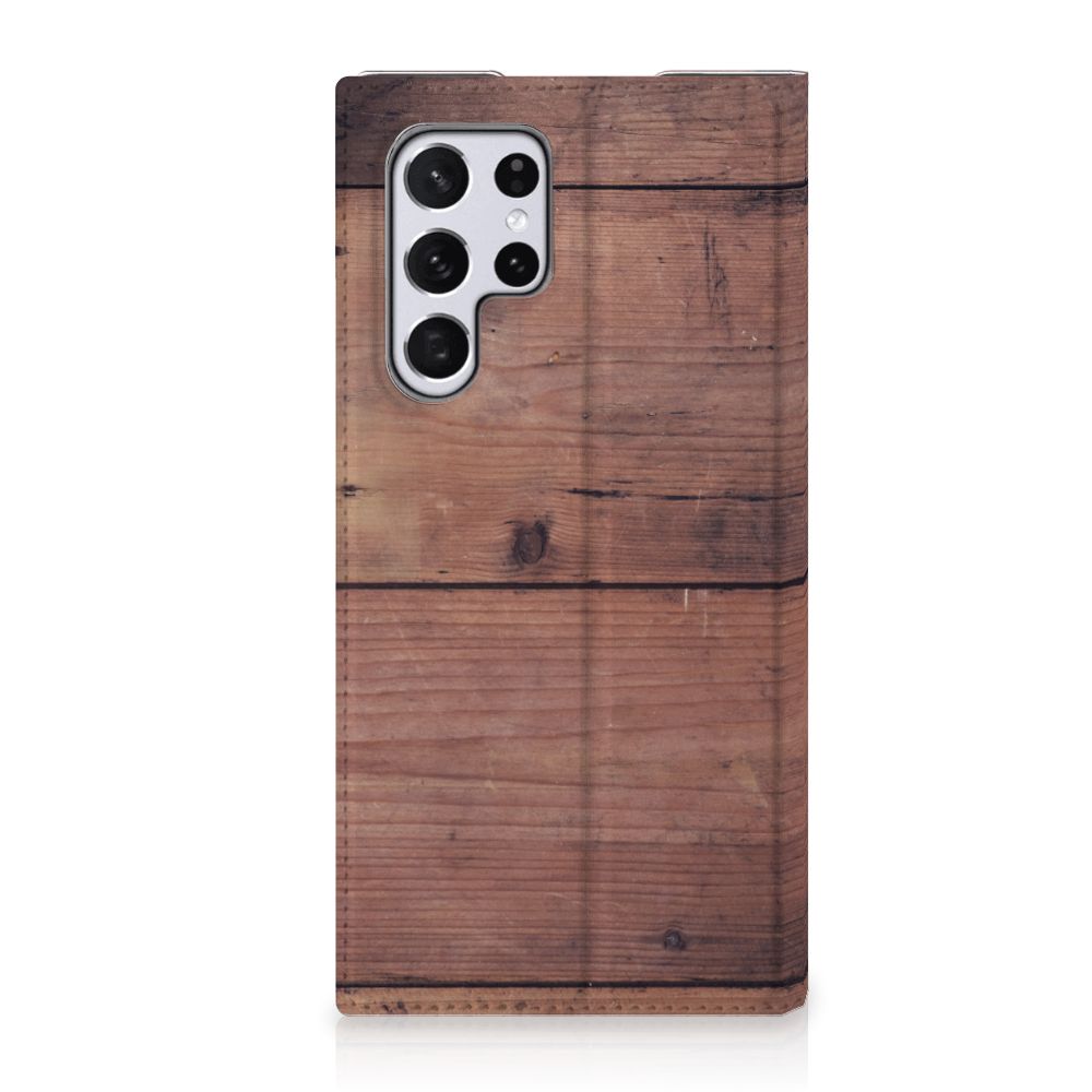 Samsung Galaxy S22 Ultra Book Wallet Case Old Wood - B2C Telecom