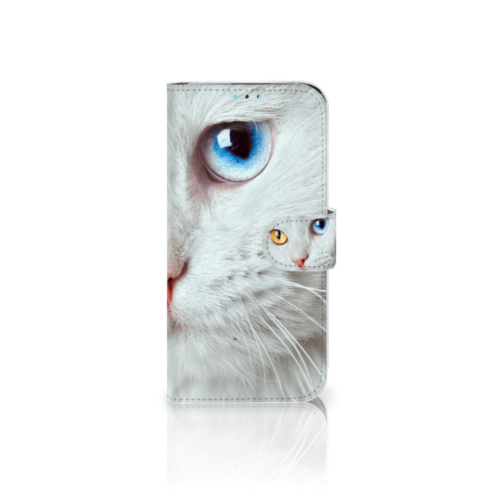 Huawei Y5 (2019) Telefoonhoesje met Pasjes Witte Kat