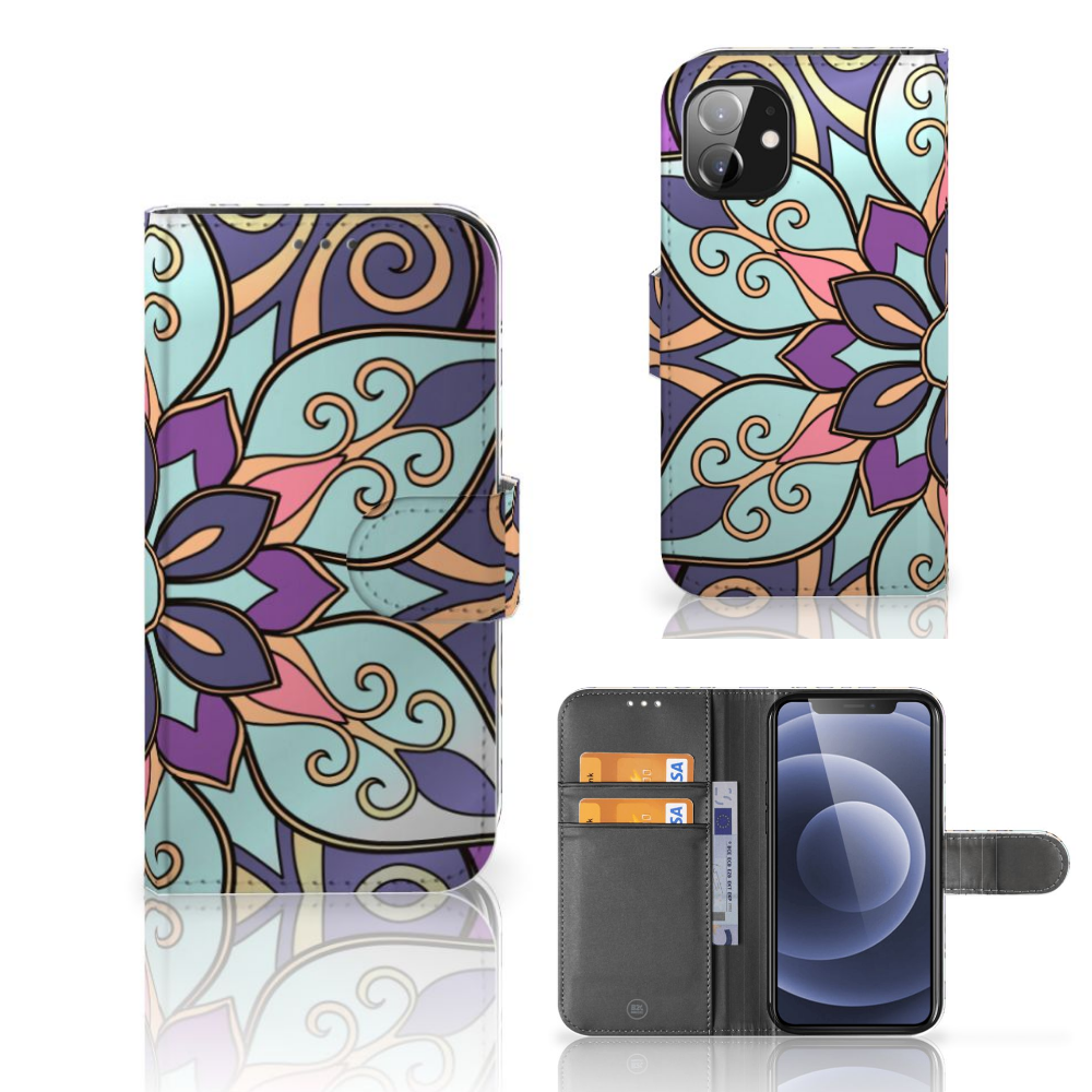 Apple iPhone 12 Mini Hoesje Purple Flower