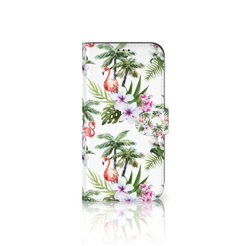 iPhone 13 Pro Max Telefoonhoesje met Pasjes Flamingo Palms met tropische bloemen en palmbomen 🌴