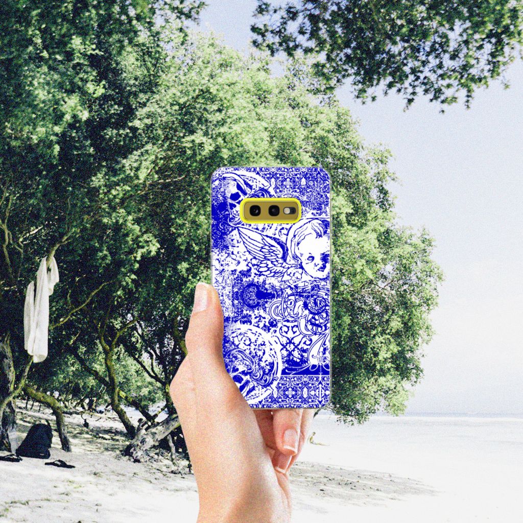 Silicone Back Case Samsung Galaxy S10e Angel Skull Blauw