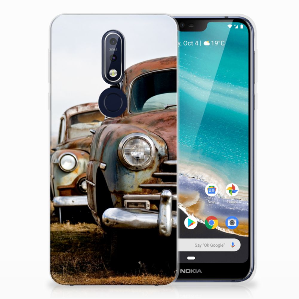 Nokia 7.1 Siliconen Hoesje met foto Vintage Auto