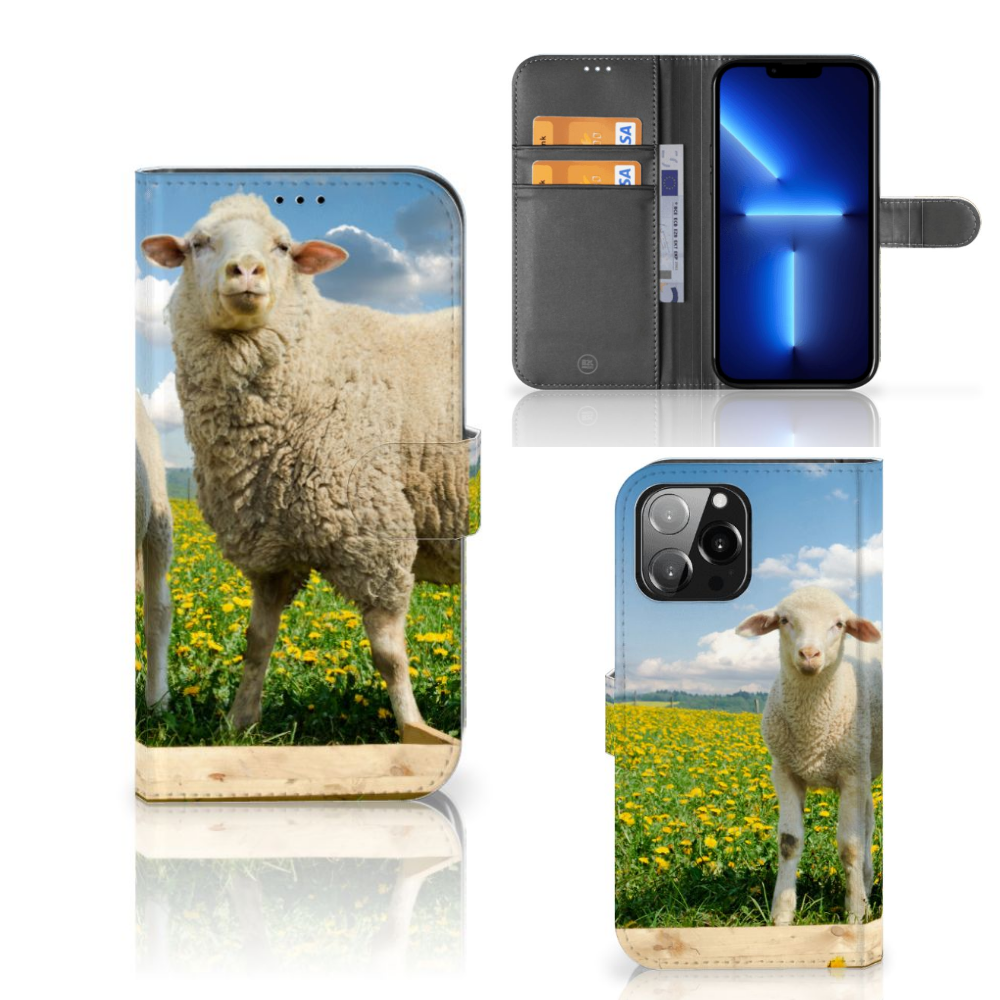 iPhone 13 Pro Max Telefoonhoesje met Pasjes Schaap en Lammetje