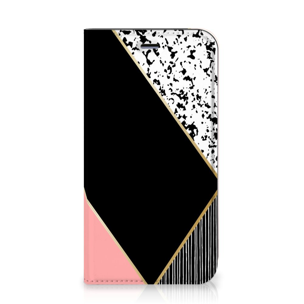 Apple iPhone 11 Stand Case Zwart Roze Vormen