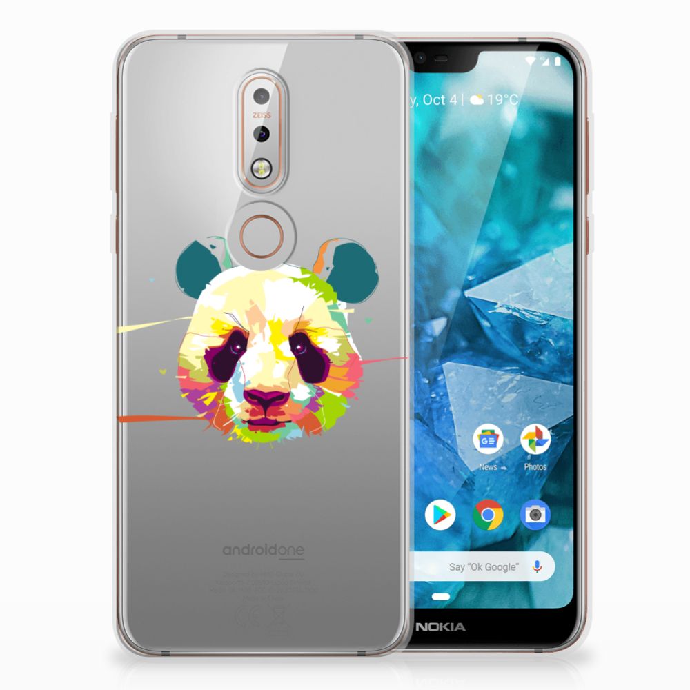 Nokia 7.1 Telefoonhoesje met Naam Panda Color