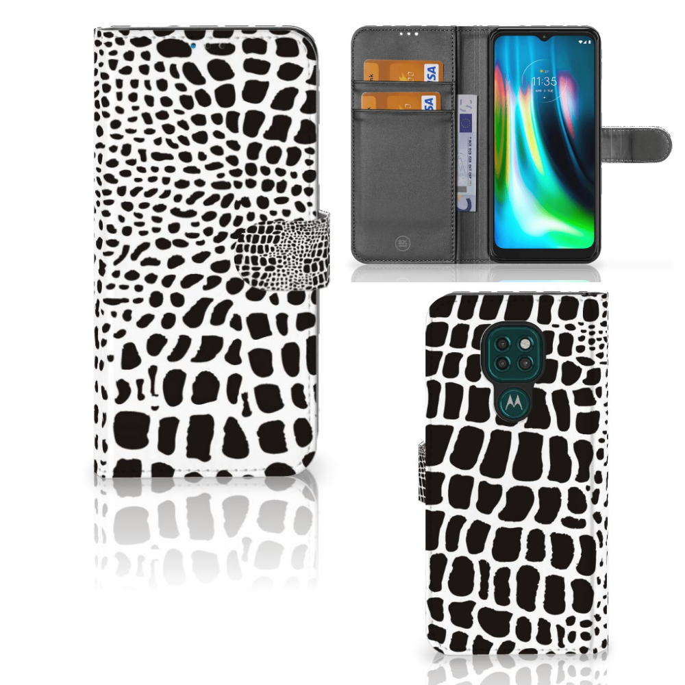 Motorola Moto G9 Play | E7 Plus Telefoonhoesje met Pasjes Slangenprint