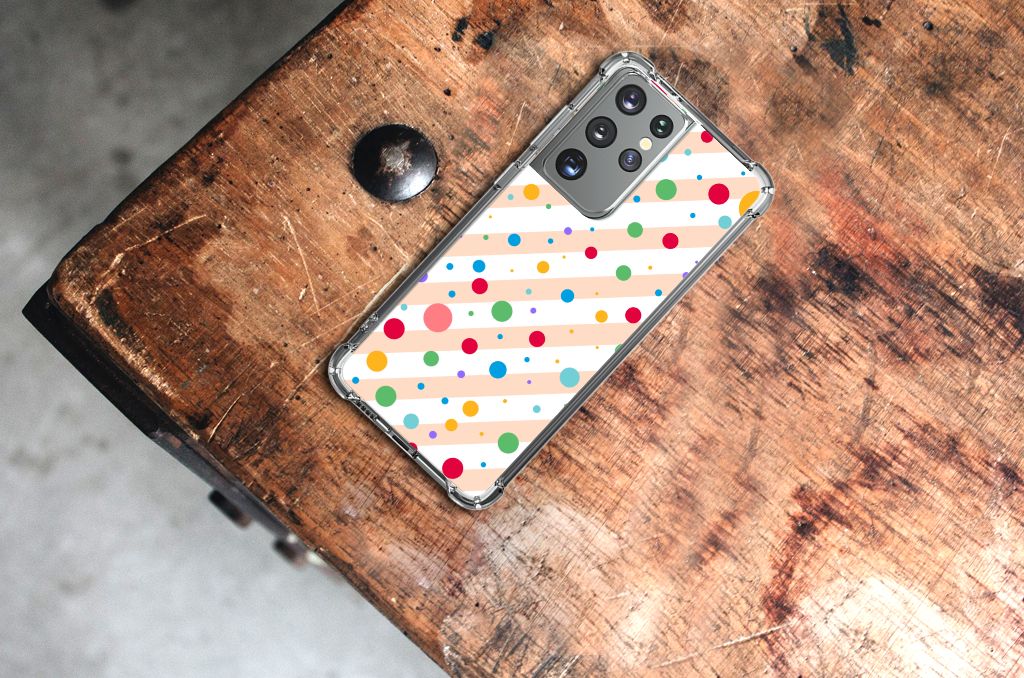 Samsung Galaxy S21 Ultra Doorzichtige Silicone Hoesje Dots B2C Telecom