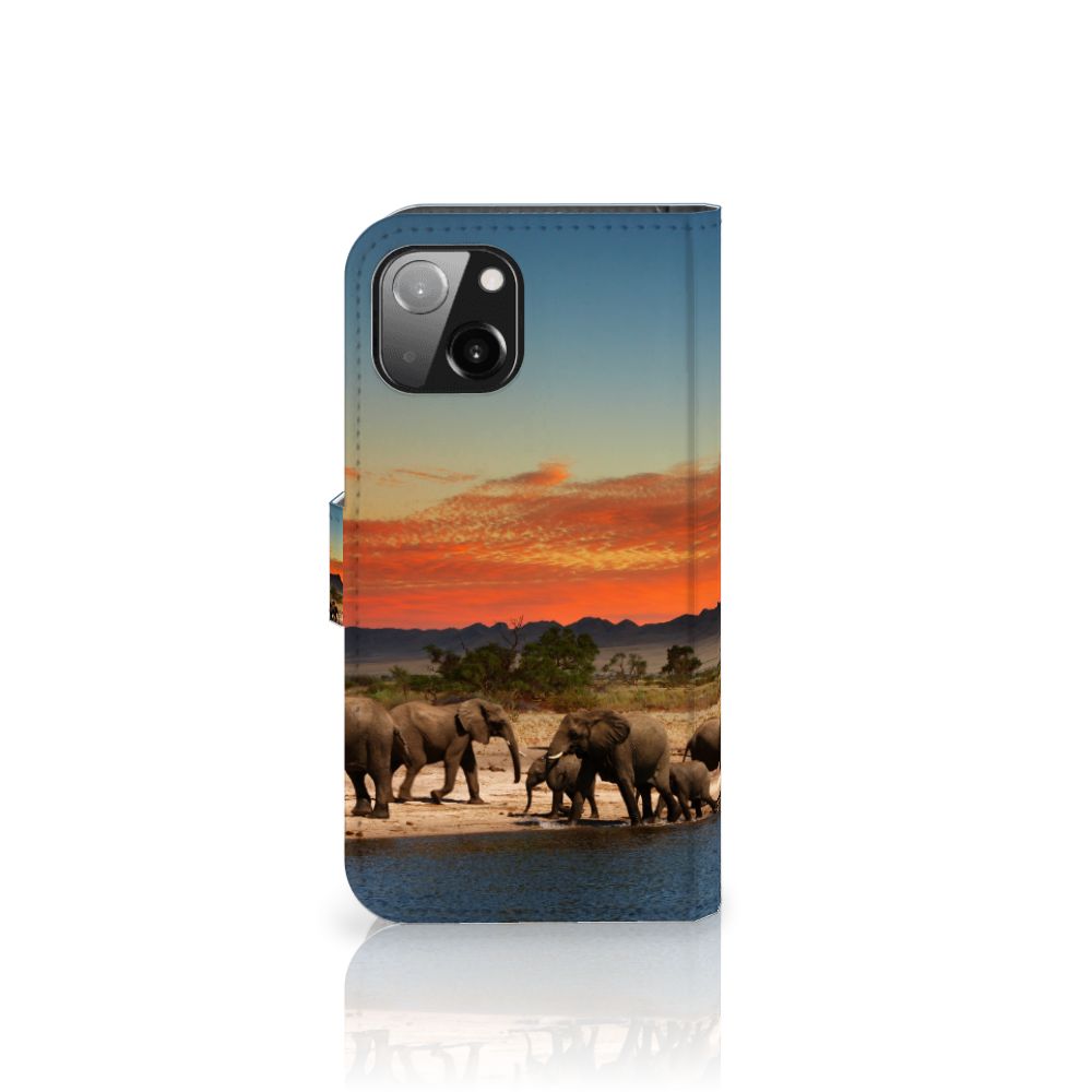 Apple iPhone 13 Telefoonhoesje met Pasjes Olifanten