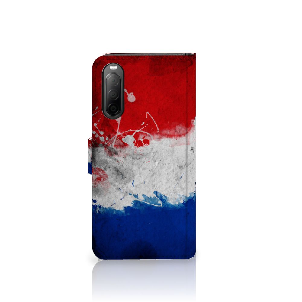 Sony Xperia 10 IV Bookstyle Case Nederland met artistiek design van de Nederlandse vlag.
