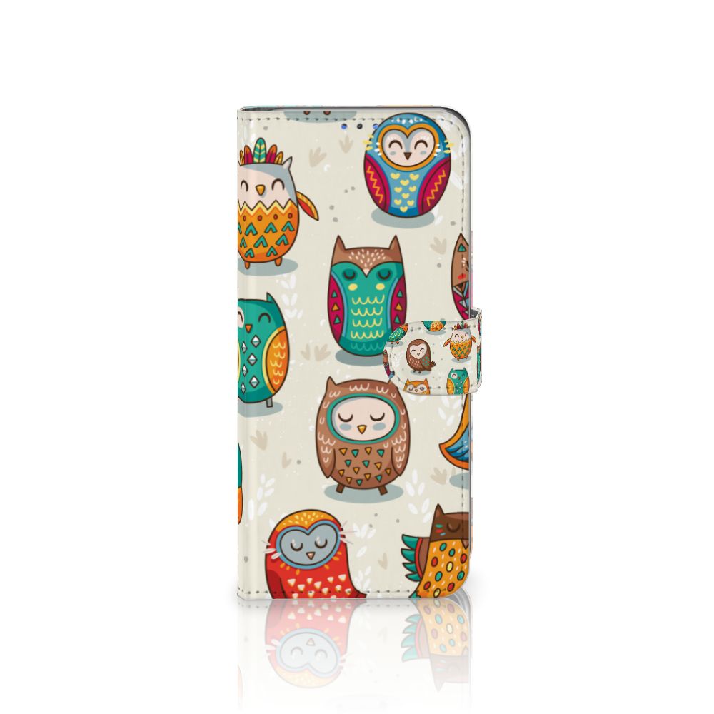 Motorola G8 Power Lite Telefoonhoesje met Pasjes Vrolijke Uilen