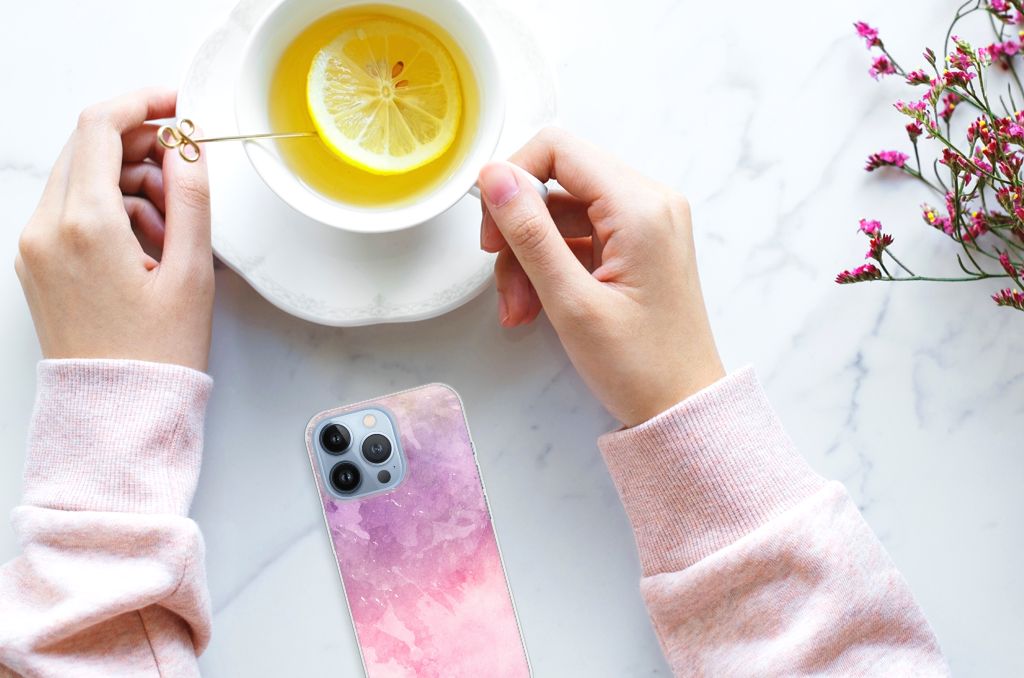Hoesje maken Apple iPhone 13 Pro Pink Purple Paint B2C Telecom