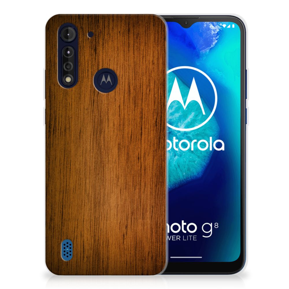 Motorola Moto G8 Power Lite Bumper Hoesje Donker Hout B2C Telecom