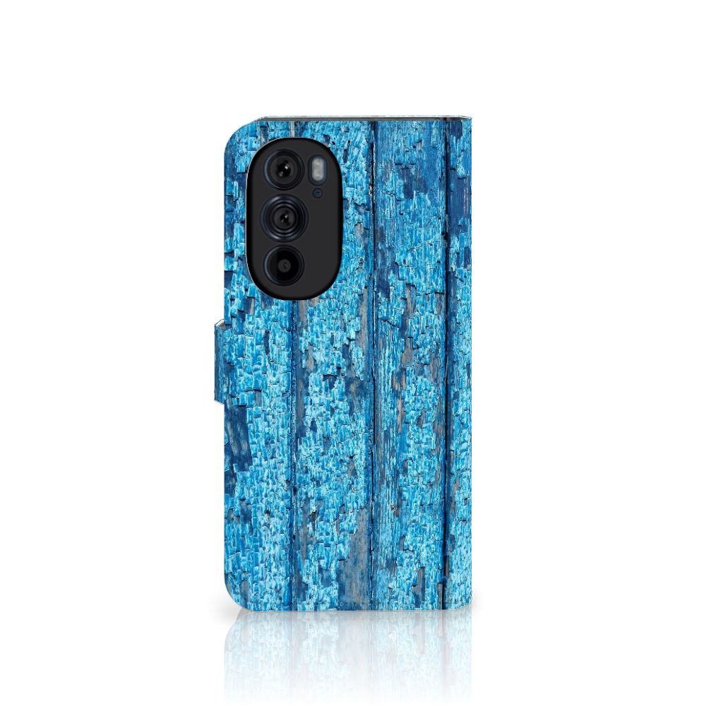 Motorola Edge 30 Pro Book Style Case Wood Blue