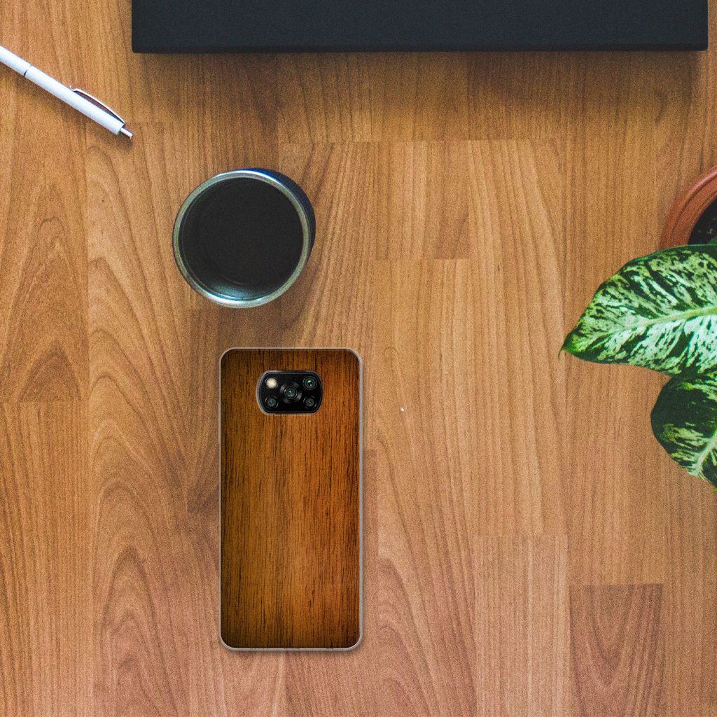 Xiaomi Poco X3 | Poco X3 Pro Bumper Hoesje Donker Hout