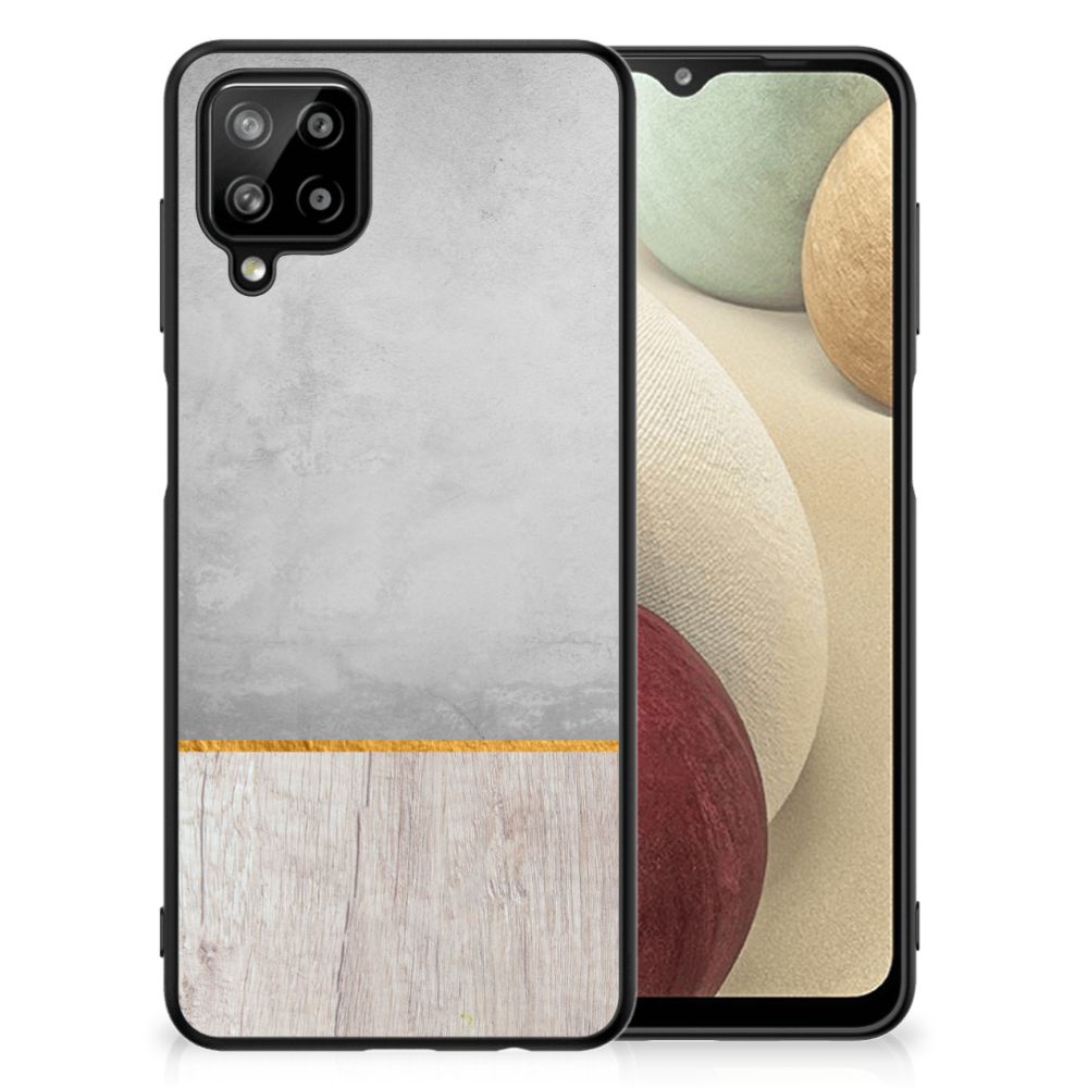 Samsung Galaxy A12 Houten Print Telefoonhoesje Wood Concrete