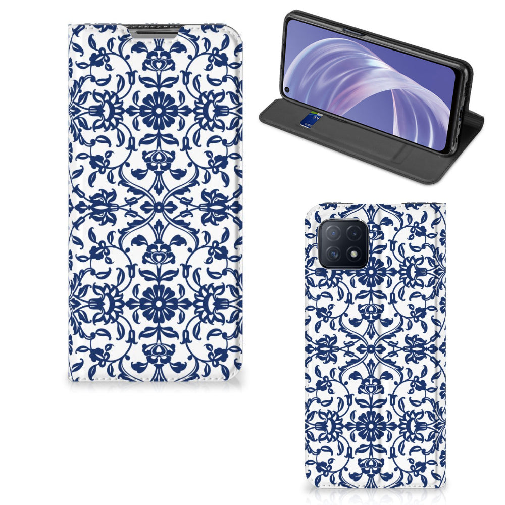 OPPO A73 5G Smart Cover Flower Blue