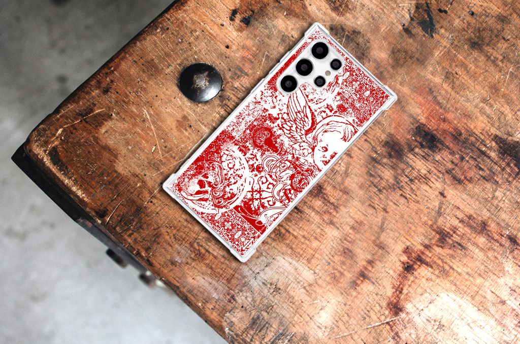Extreme Case Samsung Galaxy S22 Ultra Angel Skull Rood B2C Telecom