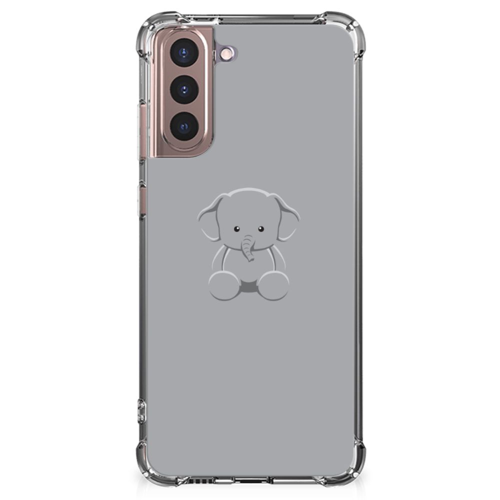 Samsung Galaxy S21 Plus Stevig Bumper Hoesje Grijs Baby Olifant B2C Telecom