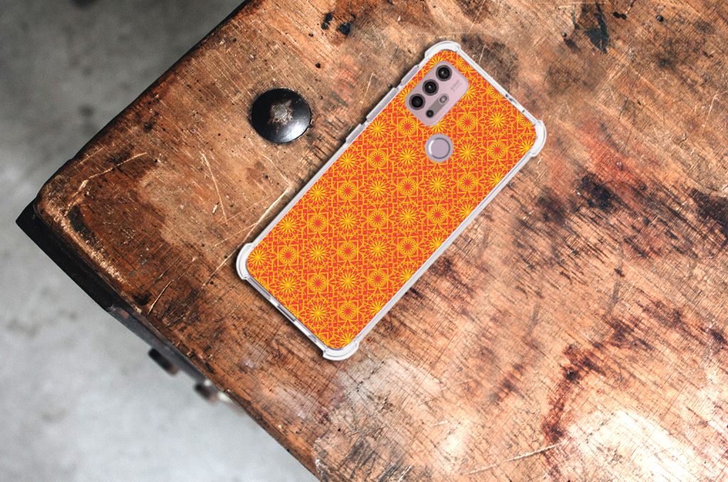 Motorola Moto G30 | G20 | G10 Doorzichtige Silicone Hoesje Batik Oranje