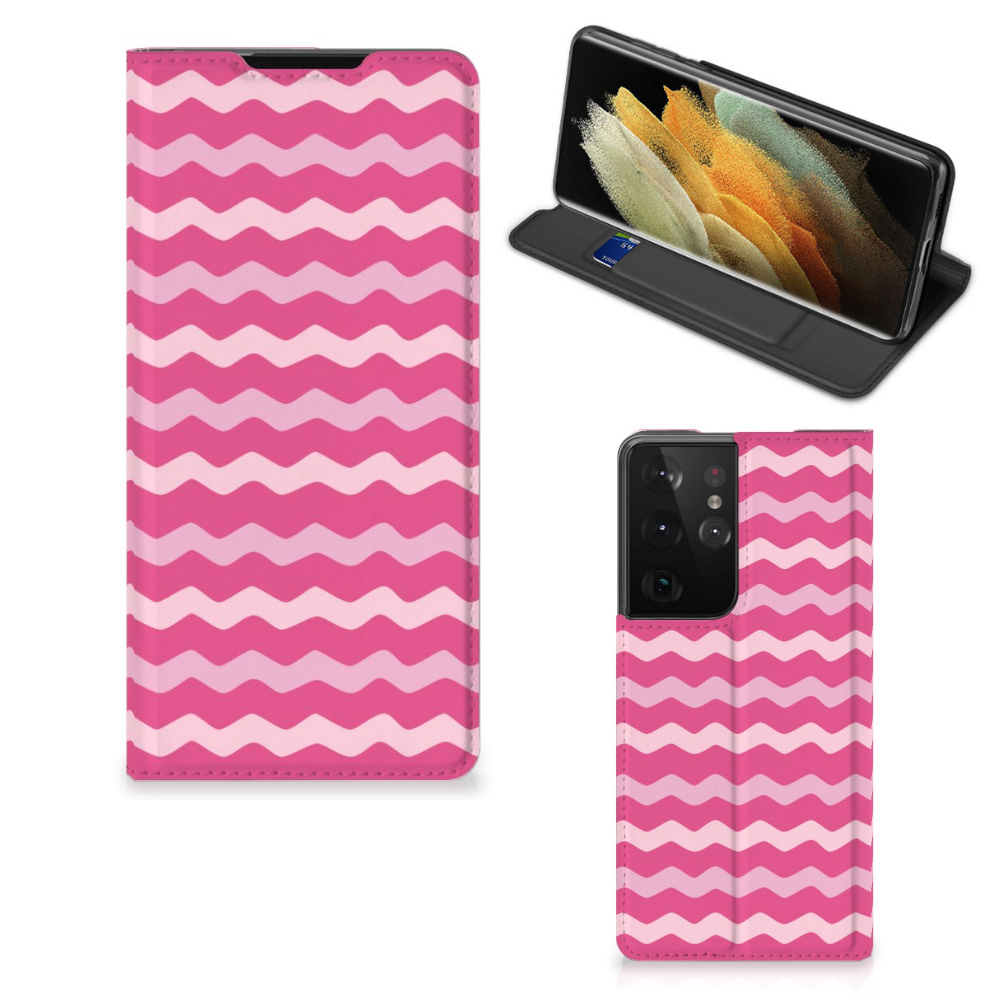 Samsung Galaxy S21 Ultra Hoesje met Magneet Waves Pink - B2C Telecom