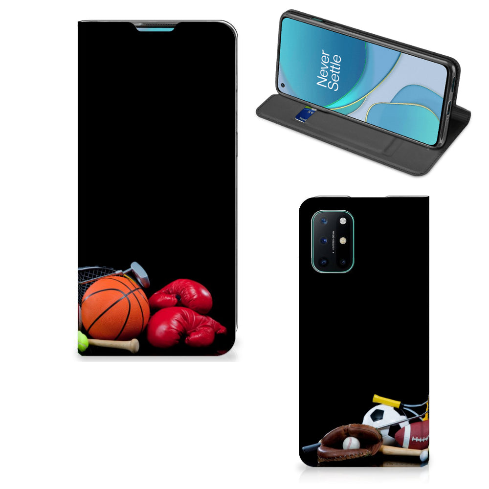 OnePlus 8T Hippe Standcase Sports design met sportafbeeldingen en pasjeshouder.