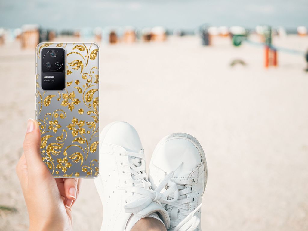 Xiaomi Poco F4 TPU Case Gouden Bloemen