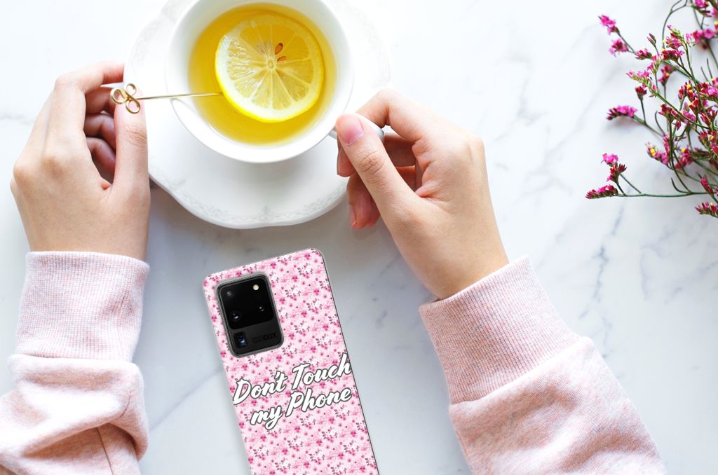 Samsung Galaxy S20 Ultra Silicone-hoesje Flowers Pink DTMP B2C Telecom