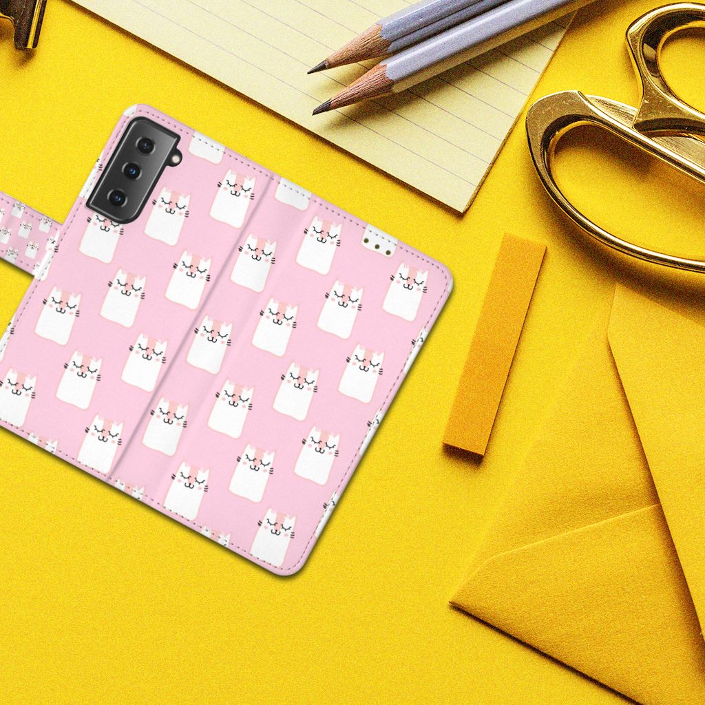 Samsung Galaxy S21 Telefoonhoesje met Pasjes Sleeping Cats