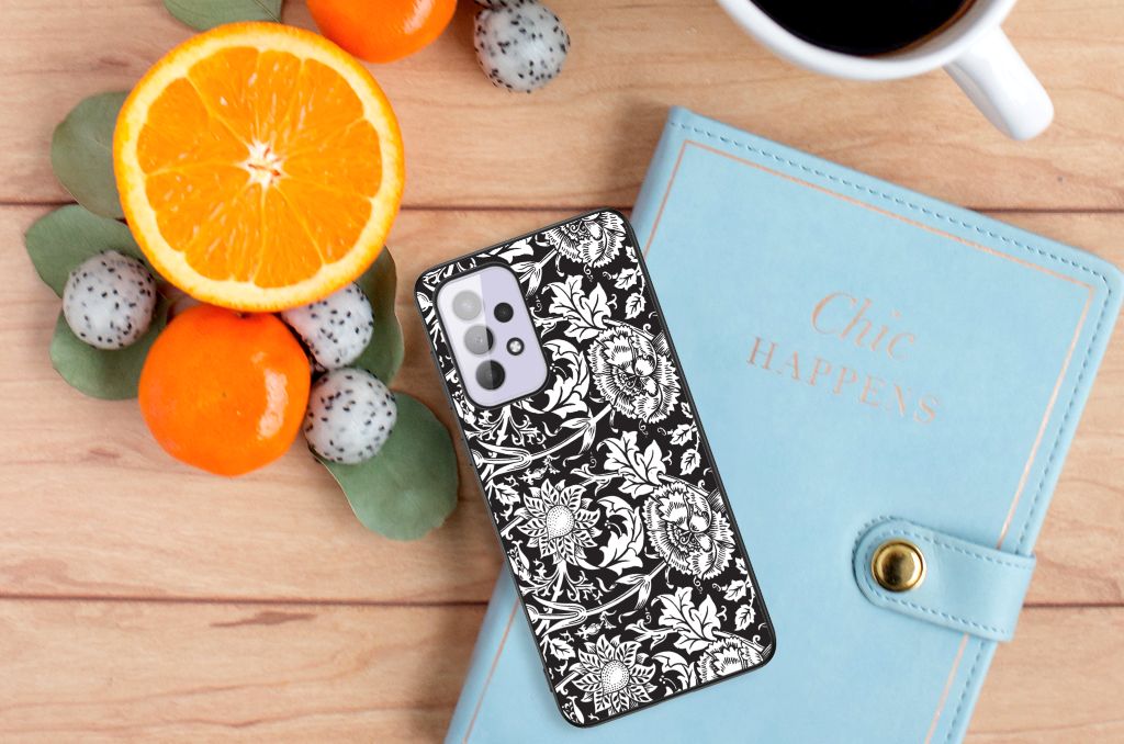 Samsung Galaxy A33 5G Bloemen Hoesje Black Flowers B2C Telecom